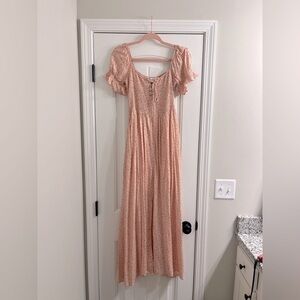 Pink Milk-Maid Style Maxi Dress